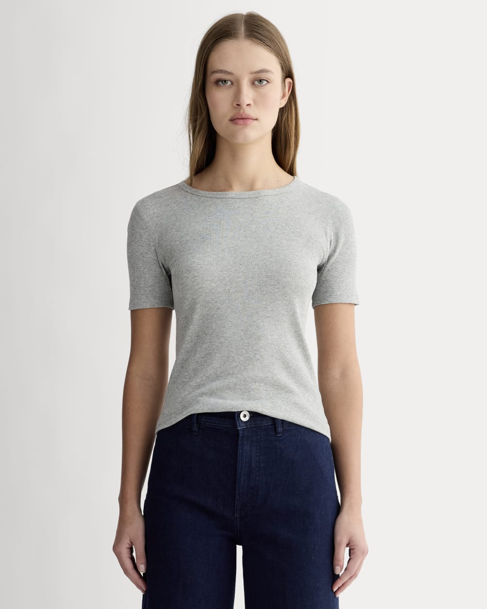 The Luxe Rib Crew | Heathered Grey